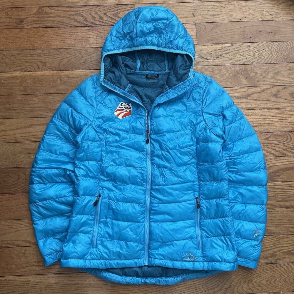 Ll Bean US Ski Team Down Downtek Puffer Hooded Full Zip Women’s Jacket Medium